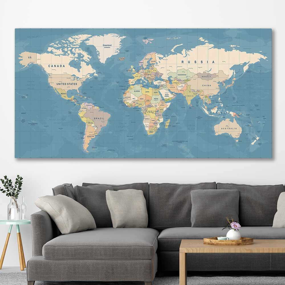 World Map Wall Art Framed Prints & Canvas