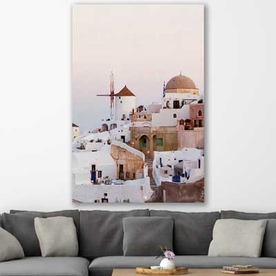 beach and coastal wall art print of Santorini Windmill