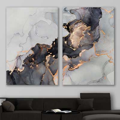 Darkened Gold Pair - part of our high quality canvas abstract wall art collection